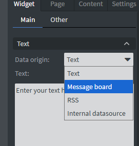 Data origin set to Message board